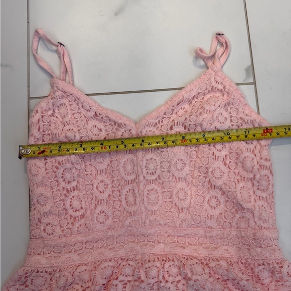 Abercrombie & Fitch Pink Floral Lace Fit Flare Spaghetti Strap Mini Dress Sz S - Picture 7 of 9